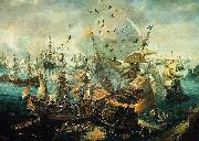 Cornelis Claesz. van Wieringen The explosion of the Spanish flagship during the Battle of Gibraltar, 25 April 1607 oil on canvas